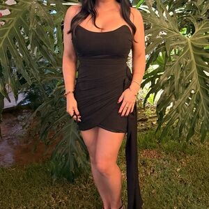 Fashion Nova Liza Mesh Black Strapless Mini Dress